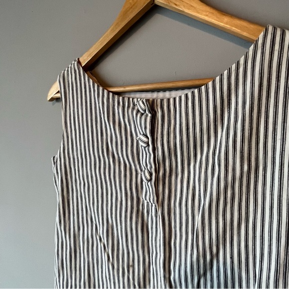 Vintage 90s Striped Heavy Cotton Ticking Shift Dress - Picture 6 of 11